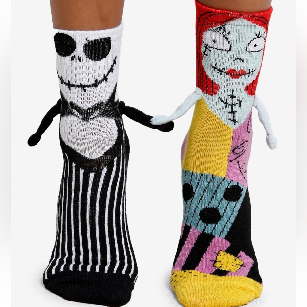 Disney The Nightmare Before Christmas Jack and Sally Arms Mismatch Crew Socks